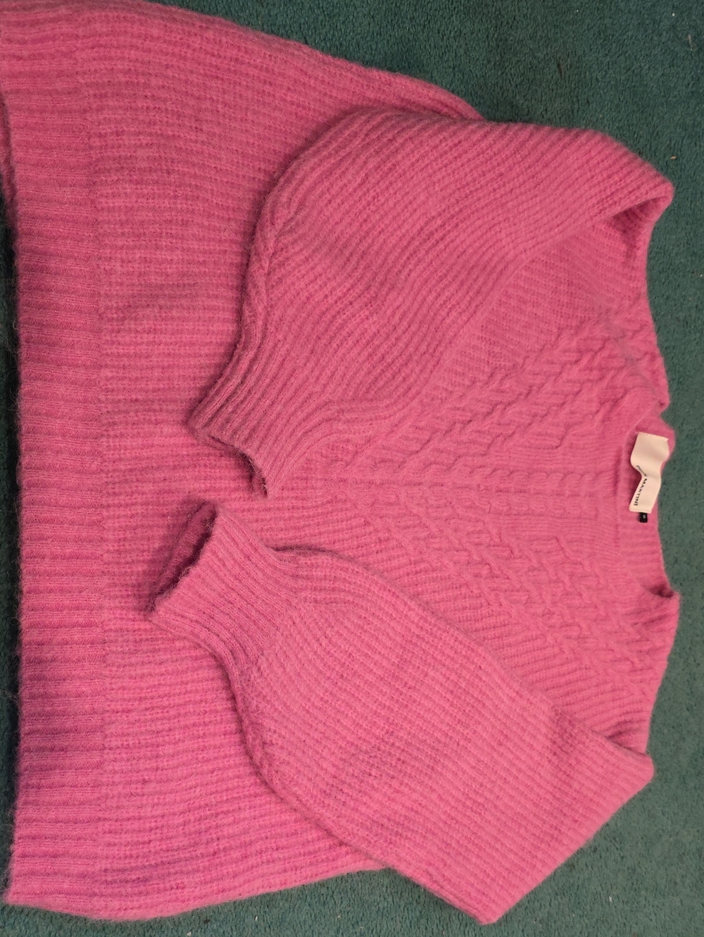 Pink Martini Bright Pink Cable Stitch Scoopneck Sweater